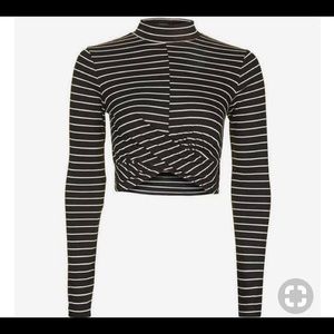 TOPSHOP Black striped crop top